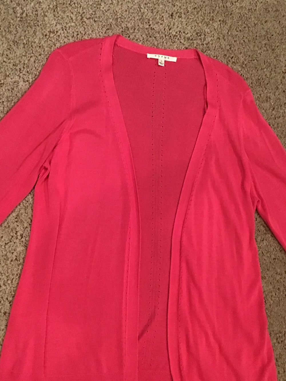 Cyrus Bright Coral Open-Front Long Cardigan
